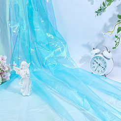 レーザーポリエステル生地1枚  服装アクセサリー  シアン  1640x0.1mm  3m / pc&nbsp;DIY-PH0033-18