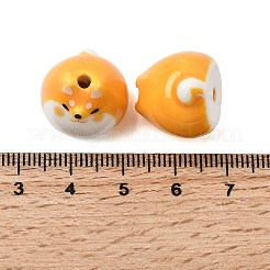 手作りの陶器ビーズ  光沢釉の磁器  犬  ダークオレンジ  16~16.5x16.5x18.5mm  穴：2.5mm&nbsp;PORC-G015-01B