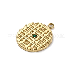 304ステンレスペンダント  ラインストーン付き  フラットラウンドのチャーム  14KGP本金メッキ  19x16x2mm  穴：1.8mm&nbsp;STAS-R005-07G-01