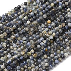 天然石カヤナイトビーズ連売り  ラウンド  多面カット  6~7mm  穴：0.8mm  約59個/連  15.43''（39.2センチメートル）&nbsp;G-RM2025-A45-6mm-B