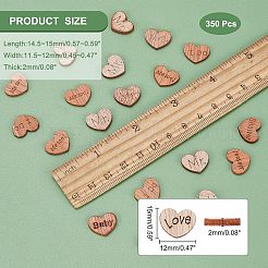 4 Styles Heart with Love & Word Wood Cabochons&nbsp;WOOD-FH0001-90