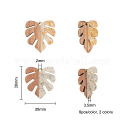 Transparent Resin & Walnut Wood Pendants&nbsp;RESI-CJ0001-53