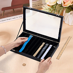 10 Grids Wood Covered with PU Leather Watch Band Organizer Storage Cases with Visible Window Lid&nbsp;CON-WH0112-076