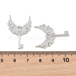 Brass Micro Pave Clear Cubic Zirconia Pendants&nbsp;KK-CBA6A75-39P