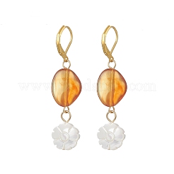 Flower Shell & Acryli Leverback Earrings&nbsp;EJEW-JE06847