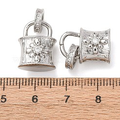 真鍮製マイクロパヴェキュービックジルコニアペンダント  ロック  ラックめっき  長持ちメッキ  プラチナ  21mm  穴：5mm&nbsp;KK-A279-23P