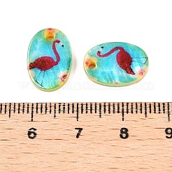 Natural Freshwater Shell Double Face Printed Oval Charms&nbsp;SHEL-T020-05A