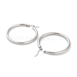 変色しないリング 304 ステンレススチール フープピアス 女性用 男性用  ステンレス鋼色  9ゲージ  40x3mm  ピン：0.6mm&nbsp;EJEW-B049-01E-P