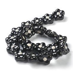 手作り磁器の花のビーズ連売り  ブラック  16.5x16.5x7mm  穴：2mm  約20個/連  12.60インチ（32cm）&nbsp;PORC-G006-11
