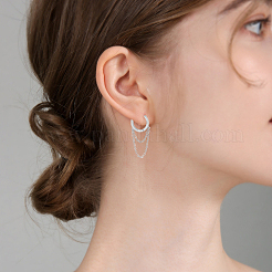 1 Pair 925 Sterling Silver Hoop Earrings&nbsp;EJEW-BBC0002-04P