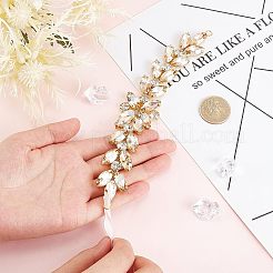 光沢のある花のラインストーントリム1個。  柔軟な縫製工芸ブライダル衣装の装飾  DIYシューズ用  ベルト  バッグ  帽子  ヘアバンド  ゴールド  212x23~34x7mm&nbsp;DIY-FG0003-35