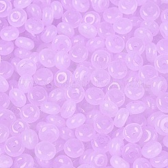 透明ガラスシードビーズ  ドーナツ  模造ゼリー  蘭  4.5x2.5mm  穴：1mm  約7031個/ポンド&nbsp;SEED-Q041-01F