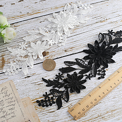 4個 2色ポリエステル刺繍水溶性アップリケ  装飾アクセサリー  ミシンクラフト装飾  3 Dの花  ミックスカラー  260x80x1~3mm  2個/カラー&nbsp;DIY-GF0007-48