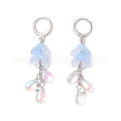 4 Pairs 4 Colors Stainless Steel Glass Flower with Teardrop Leverback Earrings&nbsp;EJEW-TA00704