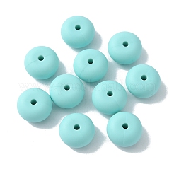 食品グレードの環境に優しいシリコーンビーズ  そろばん  淡いターコイズ  14x8mm  穴：2mm&nbsp;SIL-TAC0002-08G