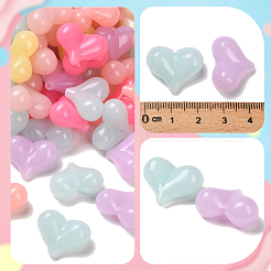 アクリル模造ゼリービーズ120個  ハート  ミックスカラー  17x22x10mm  穴：1.8mm&nbsp;OACR-SP0002-24