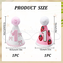 2Pcs 2 Colors Cloth Baby First Birthday Hat&nbsp;AJEW-BC0010-33