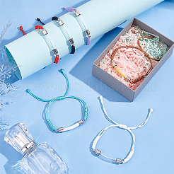 6Pcs 6 Color Glass Tube Urn Link Bracelets Set&nbsp;BJEW-AB00005