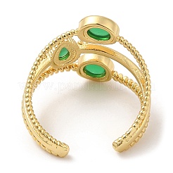 Rack Plating Brass Triple Line Open Cuff Rings&nbsp;RJEW-D008-09G