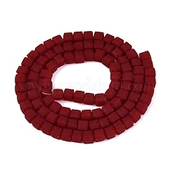 不透明なフロスト ガラス ビーズ 連売り  キューブ  多面カット  暗赤色  4~4.5x4~4.5x4~4.5mm  穴：1~1.2mm  約97~98個/連  16.14~16.54インチ（41~42cm）&nbsp;GLAA-N072-01A-B06