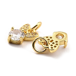 Brass Micro Pave Cubic Zirconia Charms&nbsp;KK-A156-06G-RS