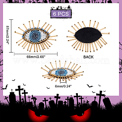AHADEMAKER 6Pcs Handcrafted Glass Seed Beaded Evil Eye Sew on Patches&nbsp;DIY-GA0003-30