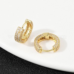 Brass Micro Pave Clear Cubic Zirconia Hoop Earrings&nbsp;EJEW-S277-09G-A