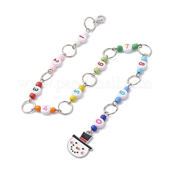 3 個のクリスマステーマ編み物行カウンターチェーン & ロッキングステッチマーカーキット  合金エナメルペンダント付き  雪だるま/サンタクロース/ツリー  309mm&nbsp;HJEW-JM01338-02
