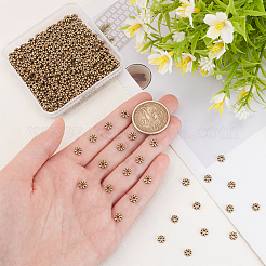 チベット風合金ビーズデイジースペーサービーズ300個  粒状ビーズ  アンティークブロンズ  6x2mm  穴：1.5mm&nbsp;TIBEB-PH0005-05AB