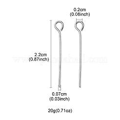 アイアンアイピン  カドミウムフリー＆鉛フリー  プラチナ  21ゲージ  22x0.7mm  穴：2mm&nbsp;IFIN-FS0001-31I
