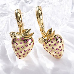 Brass Micro Pave Cubic Zirconia Hoop Earrings&nbsp;EJEW-R016-23G