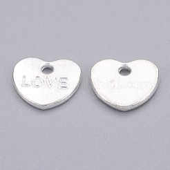 メタル合金ペンダント  カドミウムフリー＆ニッケルフリー＆鉛フリー  銀色のメッキ  ハート  10.5x9.5x1.5mm  穴：2mm&nbsp;PALLOY-AD-77142-S