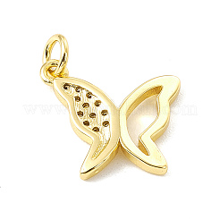 Brass Micro Pave Clear Cubic Zirconia Butterfly Charms&nbsp;ZIRC-F132-94G