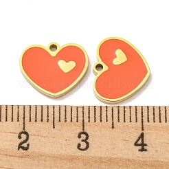 304ステンレススチールエナメルチャーム  ハートチャーム  14KGP本金メッキ  10x12x1mm  穴：1.2mm&nbsp;STAS-L022-163G