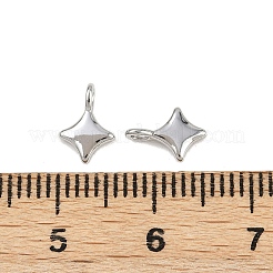 真鍮チャーム  スターのチャーム  プラチナ  8.5x6x2.5mm  穴：2x1.2mm&nbsp;KK-H078-27P