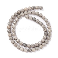 天然シルバーラインジャスパービーズ連売り  ラウンド  6~6.5mm  穴：1mm  約61~63個/連  15インチ&nbsp;G-P451-03B-A