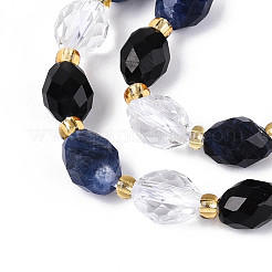 Natural Obsidian & Sodalite & Quartz Crystal Beads Strands&nbsp;G-N358-04A-02