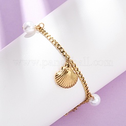 Conch & Shell Shape 304 Stainless Steel Charm Bracelets&nbsp;BJEW-F519-02A-G