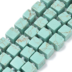 合成ターコイズビーズ連売り  キューブ  シードビーズで  8~8.5x8~8.5x8~8.5mm  穴：1.2mm  約38~39個/連  14.96''（38cm）〜15.35''（39cm）&nbsp;G-D338-A16