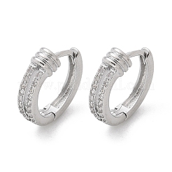 真鍮クリアキュービックジルコニアフープピアス  リング  プラチナ  13x3.5mm&nbsp;EJEW-Q014-19P