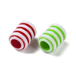オペークアクリルヨーロピアンビーズ  クラフトスタイル  大穴ビーズ  ストライプの列  ミックスカラー  15x11mm  穴：6mm  約500個/500g&nbsp;SACR-P031-12A