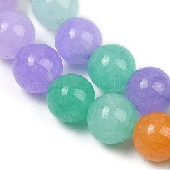 天然染め白翡翠ビーズ連売り  ラウンド  カラフル  8mm  穴：0.7mm  約48個/連  15.04''（38.2センチメートル）&nbsp;G-NH0045-01A