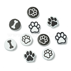 60Pcs 6 Styles Dog Bone Print Wooden European Beads&nbsp;WOOD-CJ0002-39