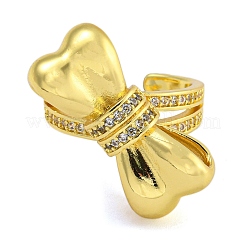 Rack Plating Brass Micro Pave Cubic Zirconia Cuff Rings for Women&nbsp;RJEW-I107-13G-02