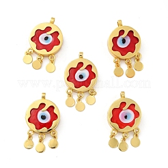 Rack Plating Handmade Evil Eye Lampwork Pendants&nbsp;KK-F838-01-G