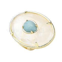 Natural Quartz Crystal & Flower Amazonite Oval Cuff Rings&nbsp;G-P599-01G-01