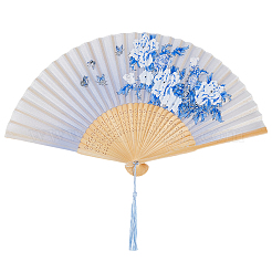 1Pc Bamboo & Silk Folding Fan&nbsp;AJEW-CN0003-91B