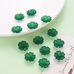 透明な艶消しアクリルビーズキャップ  5花びら  花  濃い緑  16.5x6mm  穴：1.6mm  約959個/500g&nbsp;MACR-S371-04A-735