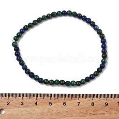 天然クリソコラとラピスラズリのラウンドビーズストレッチブレスレット  54.5mm&nbsp;X-BJEW-L594-B04