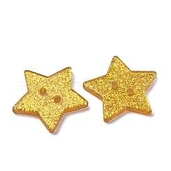 2穴透明樹脂ボタン  スター  スパンコール入り  きいろ  19x20x2.3mm  穴：1.6mm&nbsp;LS-RE-CBAEB16-09
